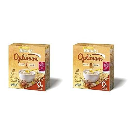 Blevit Plus Optimum 8 Cereales con Miel - Papilla de Cereales para Bebé con 50% de Cereales Integrales - Únicas Papillas para Bebé Sin Dextrinar - Desde los 6 meses - 400g (Paquete de 2)