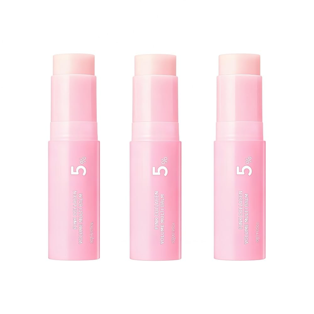Leviova Stick idratante al collagene di rosa, effetto rimpolpante, texture non grassa, utilizzabile come base trucco per viso, labbra e collo