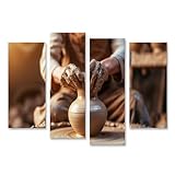 islandburner Prime Bild auf Leinwand Töpfer gestaltet sorgfältig eine Keramikvase auf Seiner Drehscheibe Atelier Keramikwerkstatt Bilder Wandbilder Poster