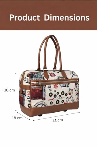Image of ENSAC Premium 15L Weekender Duffle Bag for Travel for Men and Women Made of Cotton /Jacquard with Cabin Holiday Bag with Non Detachable Shoulder Strap(Multicolor)