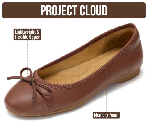 Image of Project Cloud Ballet Flats for Women Shoes - Genuine Leather Insole and Lightweight Mary Jane Flats - Non-Slip and Comfortable Womens Shoes