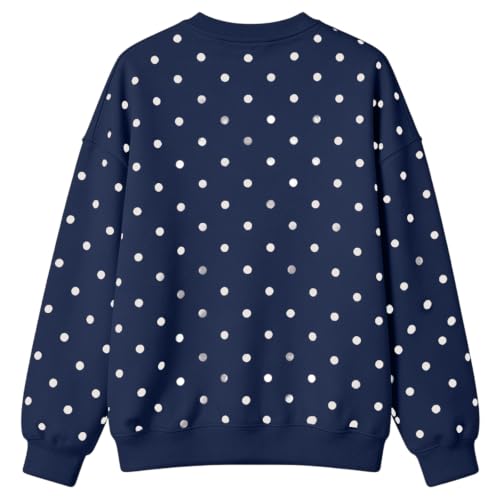 Jielayou Polka Dot Hoodie for Women Fleece Oversized Crewneck Pullover Tops - image 4