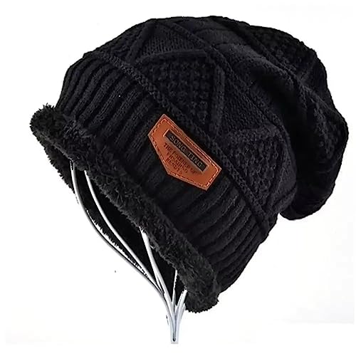 Touca De Lã Forrada Masculino Adulto Toca Gorro Toucas Frio (Preto)