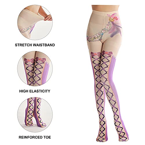 Image of Sahabowi Women Tights, Opaque High Waist Pantyhose, Vintage Control Top Stockings