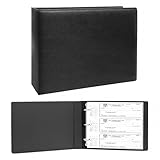 3 Rings Check Binder for End-Stub Deskbook Checks, 3 on a Page, Fit 3 & 9 Holes Check Faux Leather (9.1'x12.5') (Black)