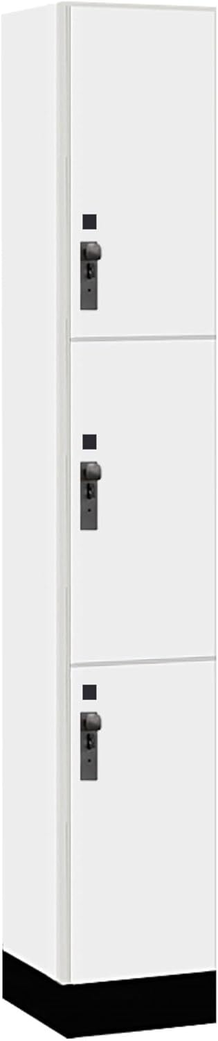 Salsbury Industries 12" Wide Wood Locker - Triple Tier - 1 Wide - 6 Feet High - 15" Deep - Arctic White - Hasp