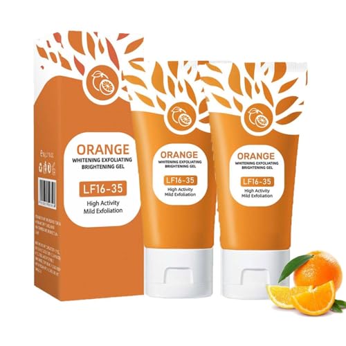 Gel esfoliante arancione naturale Lf16-35, 2 gel esfoliante arancione, gel detergente esfoliante, gel esfoliante, per pulizia profonda e idratante (2 pezzi, 50 g)