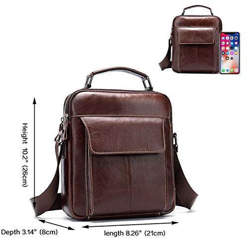 BAIGIO schoudertas heren lederen schoudertas business werktas crossbody voor 6 inch tablet computer - Image 3