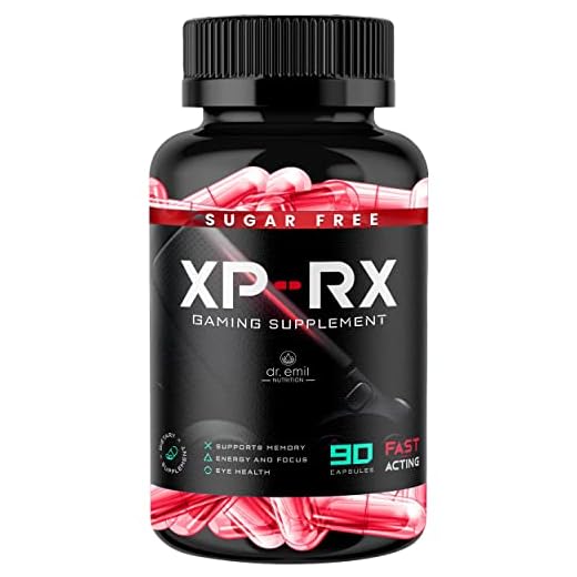 XP-RX Gamer Supplement for Energy, Focus & Endurance - Zero Crash Gaming Pills with 100mg Caffeine - Sugar Free Gaming Supplement by Dr. Emil