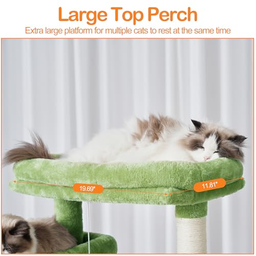 Image of Heybly Cat Tree, 71-Inch-Tall Tower for Indoor Cats with 2 Perches HCT034GR