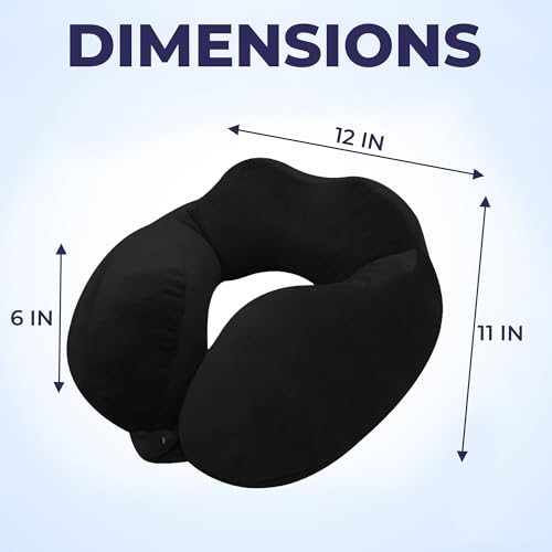 Image of Rover Travel Neck Pillow - Soft Fiber Filled with Snap Button, Plush Fabric, Neck Support for Flight, Bus, Car, Pain Relief (Black)