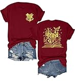 YZMI Magical Shirt for Women Magical School Tshirt Novelty Book Graphic Wizard Costume Clothes Wine Red XXL