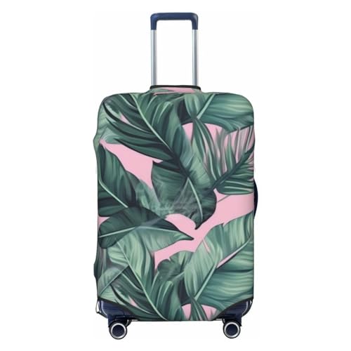 Green Palm Tree Leaves Pink Print Suitcase Cover Travel Luggage Cover Suitcase Protector Covers With Zip Washable For18in-32in Luggage, X-Large, 12000