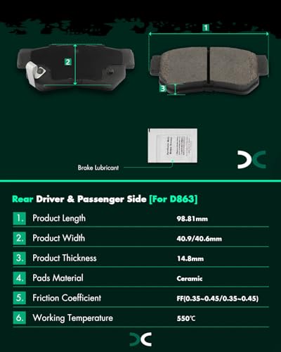 Image of SCITOO D863 Rear Ceramic Brake Pads Sets Fit For Hyundai For Azera | For Elantra | For Santa Fe | For Sonata | For Tucson | For XG350,For Kia For Amanti | For Magentis | For Optima | For Sportage
