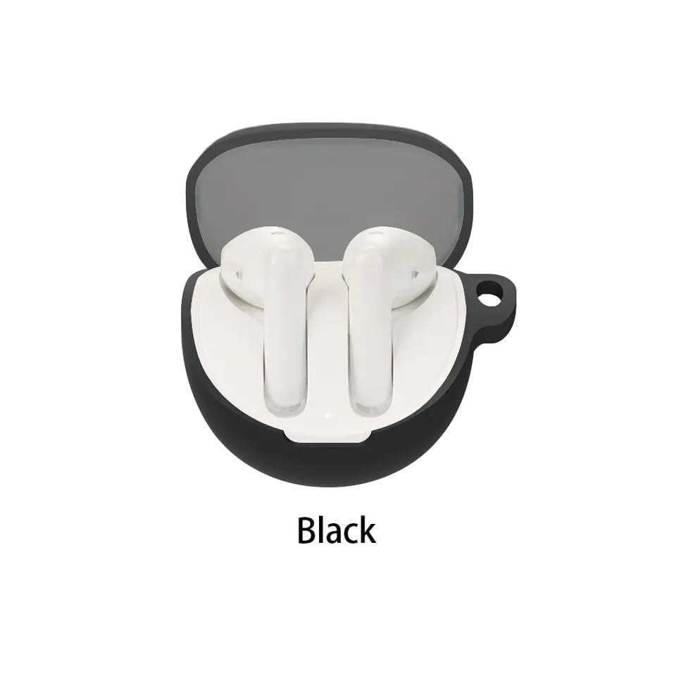 Image of Amazon Basics Case for Oppo Enco Air 3, Silicone Soft TWS Pouch with Hook, 360 Full Shock-Absorbing Protection (Black) (Cover Only)