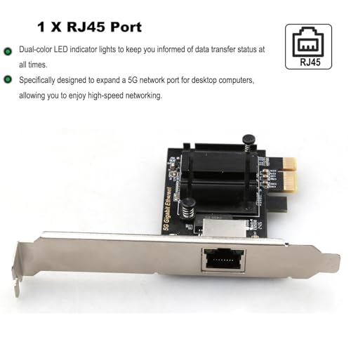 5G PCIe to RJ45 Network Adapter RTL8126B Chip 1000/2500/5000Mbps Gigabit Ethernet LAN Controller Adapter for PC/Desktop Win10/11(1000Mbps RTL8111) miniatura 5