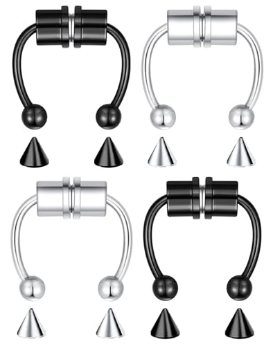 4-5 Pcs Nose Rings Hoops Nose Piercings Nose Piercing Jewelry Fake Nose Ring Fake Septum Double Hoop Nose Ring Lip Nose Rings for Women Clip On Helix Cartilage Hoop Earrings Nose Cuffs