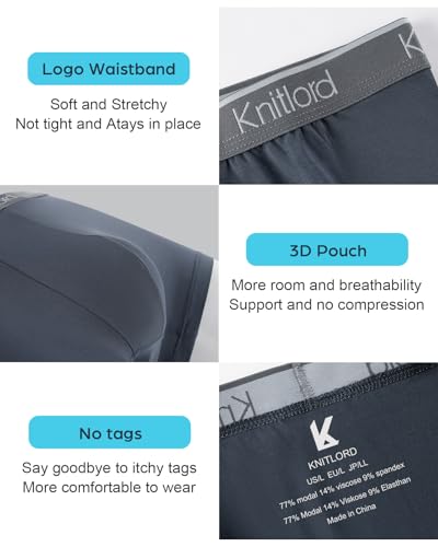 KNITLORD Soft Men's Underwear Micro Modal Breathable Boxer Briefs for Men Multipack, 4 Pack4