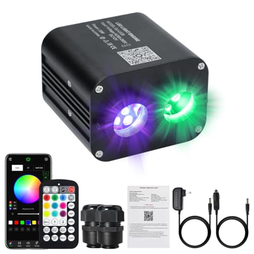 Image of AKEPO 20W Dual-Head Dual-Color Fiber Optic Light Source, Twinkle+APP Control + Same or Different Color + Music Activated+28-Key Remote for Car Headliner Star Home Star Ceiling Kit