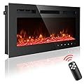 Homajor 36 inch Electric Fireplace Inserts, Electric Fireplace Wall Mounted, Led Fireplace, Recessed Fireplace, 12 Flame Colors, Remote Control w/Timer