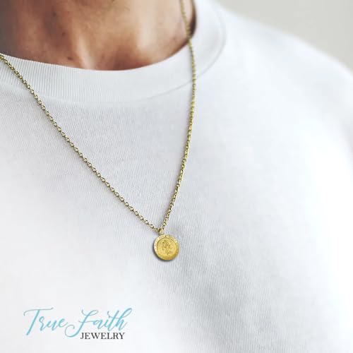 True Faith Jewelry Sterling Silver Saint Christopher Medal Patron Saint Pendant Necklace Religious Jewelry4