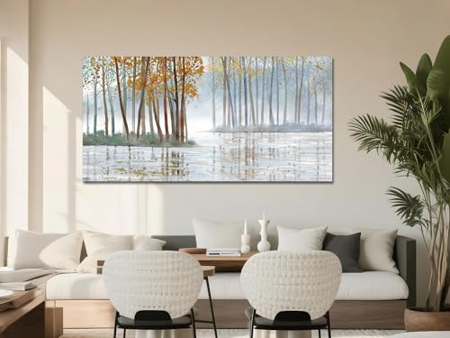 Image of Arjun Birch Trees Wall Art Canvas Forest Landscape Picture Painting, Nature Modern Artwork Large Framed for Living Room Bedroom Home Office Wall Decor 48 inchx24 inch