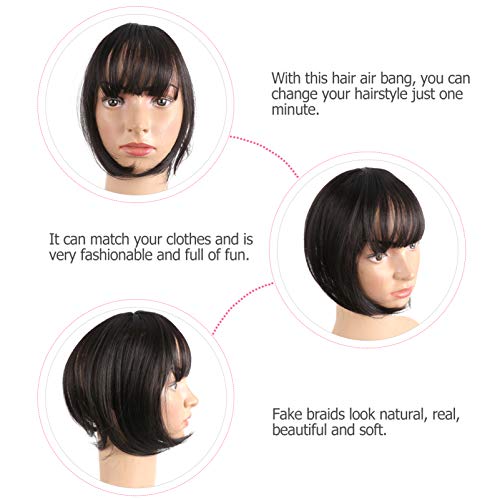 Lurrose Grampo Preto Na Franja Frontal Franja Frontal Air Bangs Extensões de Cabelo Grampos de Cabel