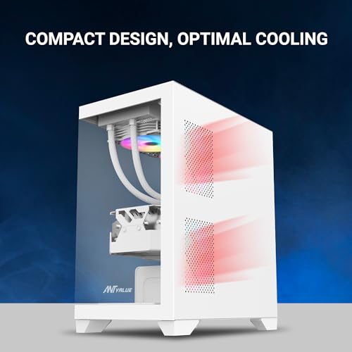Image of Ant Value Tempered Glass CV200 Mid-Tower Computer Case /Gaming Cabinet - White | Support M-ATX, M-ITX | Pre-Installed 3 Static RGB Fans