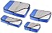 Amazon Essentials 4-Piece Packing Cubes Travel Accessories Set, Luggage Organizer with Double Zipper, Mesh Top, 100% Polyester, Small/Medium/Large/Slim, Blue (Previously Amazon Basics)