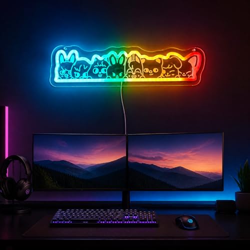 Image of K-Pop LED Neon Sign - K POP Music-Themed Wall Art | 42x11cm (16.5x4.3in), USB-Powered, For Fans, Dorm Bedroom Gaming Setup