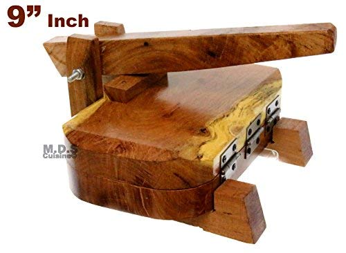 Huarache Press 9” Mesquite Authentic Traditional Mexican Dough Tortilla Maker Wood Wooden