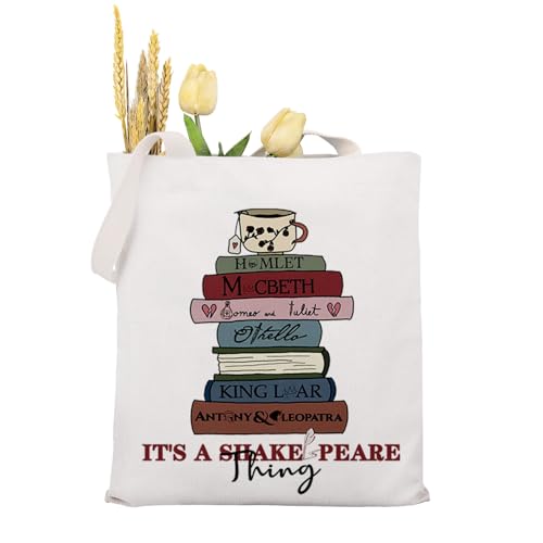 KUIYAI Shakespeare - Borsa tote per gli amanti dei libri, idea regalo letteraria, articolo per libri, Shakespeare Thinguk, middle