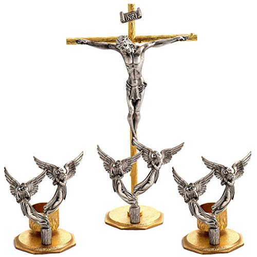 Altar Cross and candlesticks with Angels in Bronze