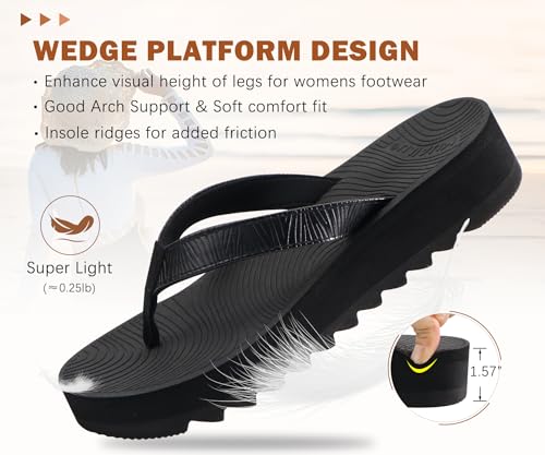Image of KuaiLu Women's Arch Support Platform Flip Flop Sandals