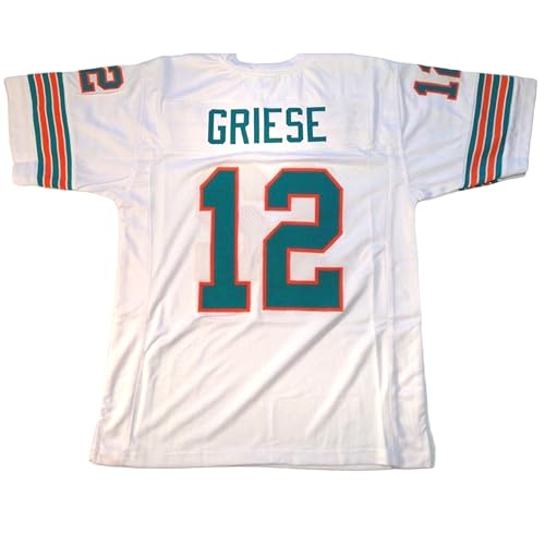 Generic Bob Griese White Jersey Stitched Custom Football New No Brand/Logos (US, Alpha, Medium, Regular, Regular, White)