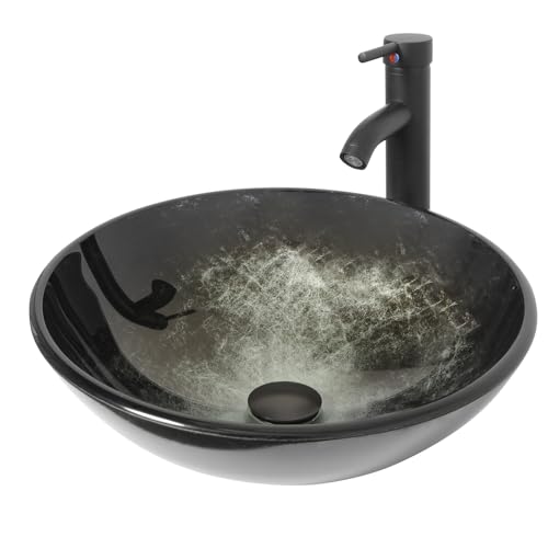 ZealWe Waschbecken Aufsatzwaschbecken Glas, Waschbecken Aufsatz Waschschale Rund für Badezimmer, Handwaschbecken Gäste WC 42 × 42 × 14 cm Waschtisch Waschplatz, Tintenblau ZealWe Waschbecken Aufsatzwaschbecken Glas, Waschbecken Aufsatz Waschschale Rund für Badezimmer, Handwaschbecken Gäste WC 42 × 42 × 14 cm Waschtisch Waschplatz, Tintenblau