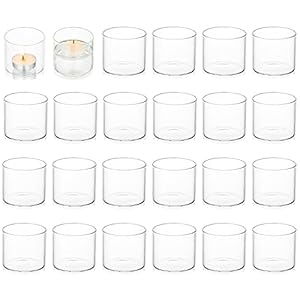 Votive Tea Light Holders Bulk – Clear Glass Tealight Candle Holder for Floating Candle as Candlelit Dinner Wedding Party Events Birthday Reception Centerpiece Accessories, Holiday Decor, 20pcs+Extra 4