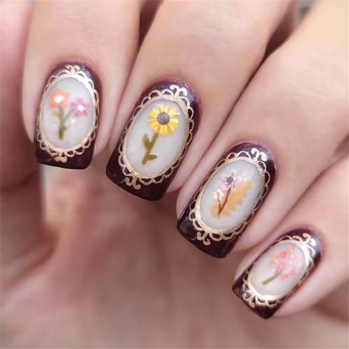 Uñas postizas cuadradas a presión de San Valentín, diseños brillantes, cubiertas completas, acrílico artificial, 24 unidades, 12 tamaños, uñas postizas a presión