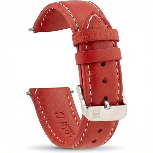 Bracelet montre cuir 20mm rouge Moreira idéal pour style élégant