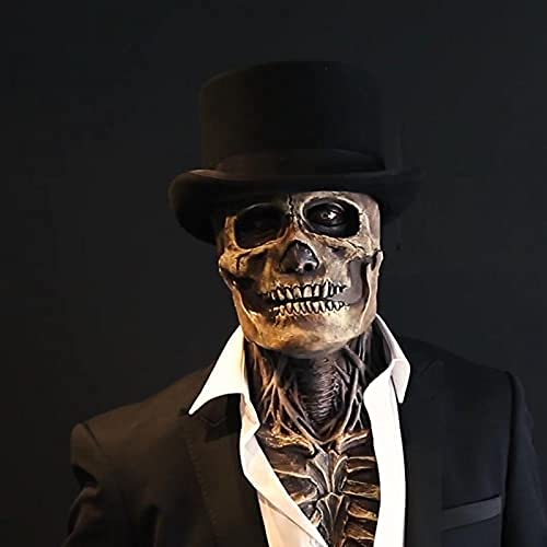 Bulex Bulex Skull Mask Scary Full Head Skeleton Headgear Creepy Biochemical Mask Realistic Halloween Cosplay Latex Horror Mask thumb #1