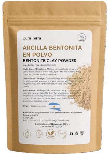 100% Natural Bentonite Clay Powder 250g - Natural Sodium Clay for Face Masks, Pore Cleansing, Skin Detox, and Hair Care - Qualité cosmétique