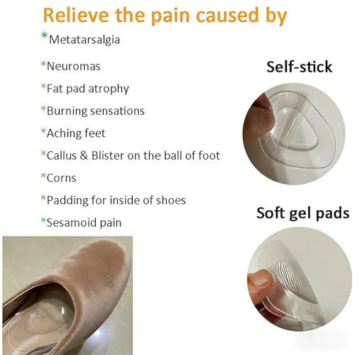 Image of Metatarsal Pads Ball of Foot Cushions Gel Forefoot Pads Adhesive Shoe Inserts for Heels Flats Boots Sneakers Universal Fit for Men Women 3 Pairs (One Size Fits All, Count, 6)