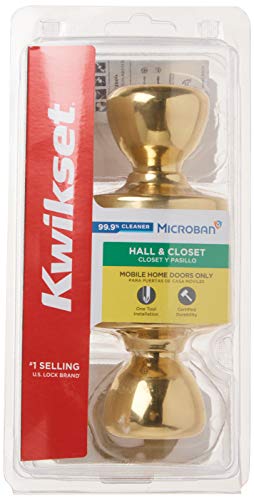 Kwikset Mobile Home Interior Passage Door Knob, Handle For Closet and Hallway Doors, Non-Locking Doorknob in Polished Brass - Image 6