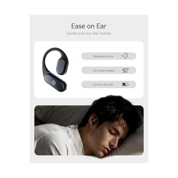 True Wireless Bone Conduction Headphones, OWS Open Ear Earphones with Earhooks, Bluetooth 5.3, Up to 60H Playtime with Case, IP68, AAC/SBC, for Cycling Yoga Workouts - Image 5