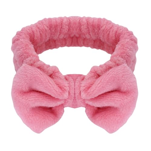Spa headband, bowknot headband in peach pink, reusable, soft and comfortable, preventing liquid from getting wet and disrupting hair, ideal for facial cleansing, bathing, and yoga exercises image 5