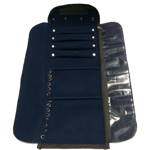 Mostruário estojo para jóias grande para organização em veludo preto (Azul Marinho)