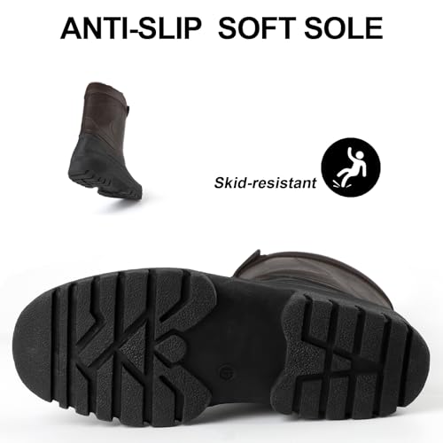 Knixmax Outdoor Winterstiefel Herren Warm Gefütterte Schneestiefel Winterschuhe mit wasserdichtem Obermaterial und rutschfesten Sohlen Geeignet für die Schneesaison im Winter Braun EU43