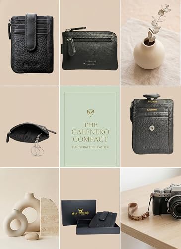 Image of Calfnero Genuine Leather Card Holder & Key Case for Men & Women | Slim Wallet with Zipper Pocket, Card Slots & Key Chain | Compact Travel Organizer