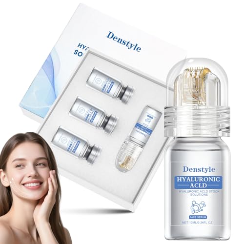 Micro Needling Kit for Face - Micro Infusion System with Hyaluronic Acid & Collagen - Moisturizing & Anti-Wrinkle Facial Serum for All Skin Types - 1 Roller + 4 Serums