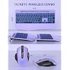 Wireless Keyboard and Mouse Backlits, Wrist Rest, LED Mouse, Rechargeable Ergonomic Keyboard with Phone Holder, Silent Light Up Combo for Computer, Mac, PC, Laptop, Chromebook (Purple)